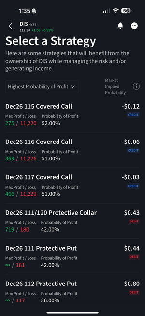 The protect a position select a strategy on the iPhone. 